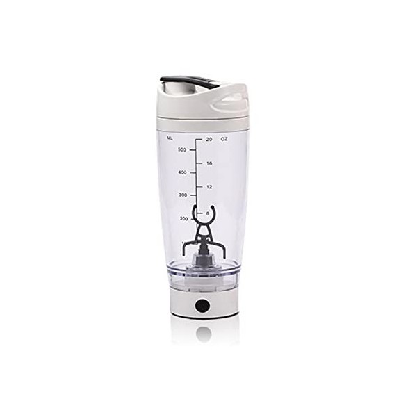 Maizoon Shaker électrique à batterie blanche entièrement automatique Capacité 500 ml Portable Double échelle Fitness Sports P