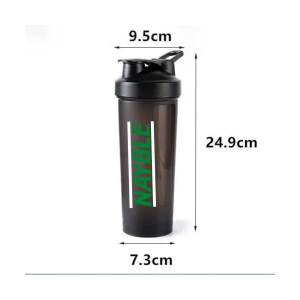 Nayble Shaker de protéines anti-fuite sans BPA avec boule de mélange design pratique et élégant pour un mélange facile des pr