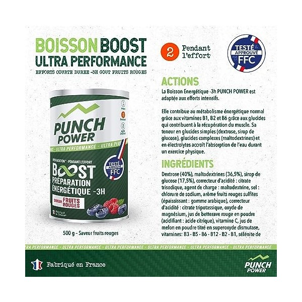 Boisson energetique PUNCH POWER | Boost énergétique -3H | Poudre energisante sport energie & hydratation | Vitamine b12 + glu