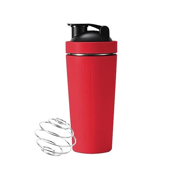 EACHPT Shaker à Protéines en Acier Inoxydable 739ml,avec Boules Mélangeuses en Acier Inoxydable,Sans BPA, Anti-Fuite,pour les