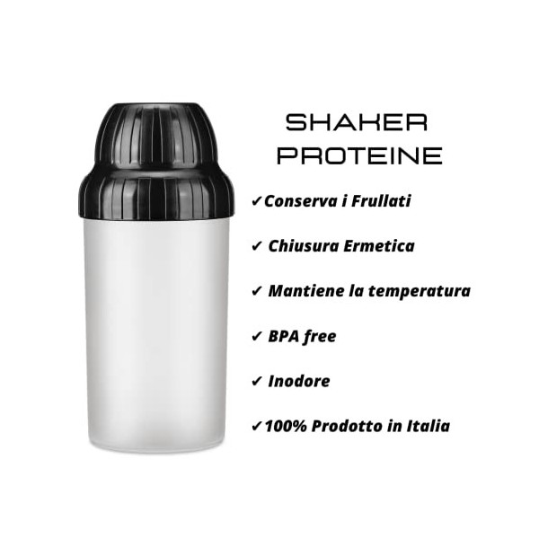 OTRE, 3 Shaker Classic 500 ml à col large avec bouchon noir