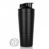 CLIUNT Shaker protéiné en acier inoxydable, 600 ml + 200 ml, tasse de fitness, shaker de protéines, shaker de protéines, de f