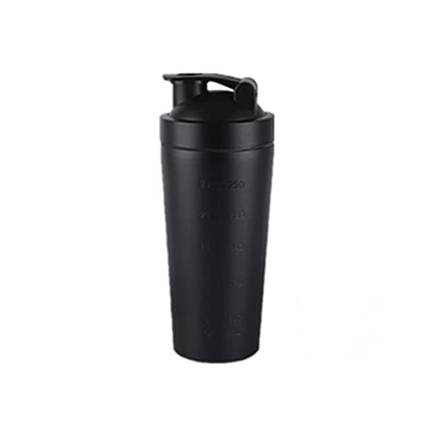 soynogya Shaker protéiné, acier inoxydable, 750 ml, sport, fitness, protéines, blanc dœuf, noir 750 ml noir 