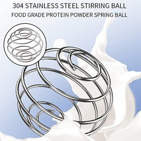 Lot de 6 shakers en acier inoxydable - Shaker à protéines - Avec boule - En acier inoxydable - Pour le sport et le fitness