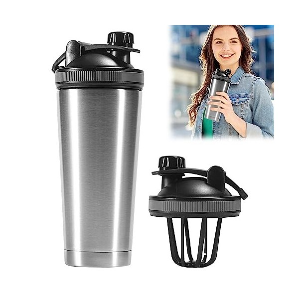 AVCXEC Bouteille Shaker De Protéines, Shaker De Protéines En Acier Inoxydable, Bouteille De Protéines De Fitness 750Ml, Boute