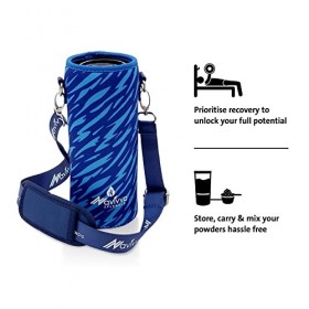 NAVIVVA SPLENDID Shaker de protéine avec housse en néoprène avec boule de mélange et rangement, 600 ml, bouteille mélangeur d