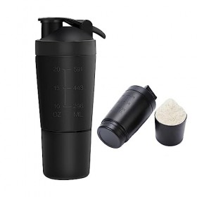 Golgner Shaker protéiné en acier inoxydable, shaker protéiné sport fitness, shaker protéiné fitness 600 ml, avec tasse de 200
