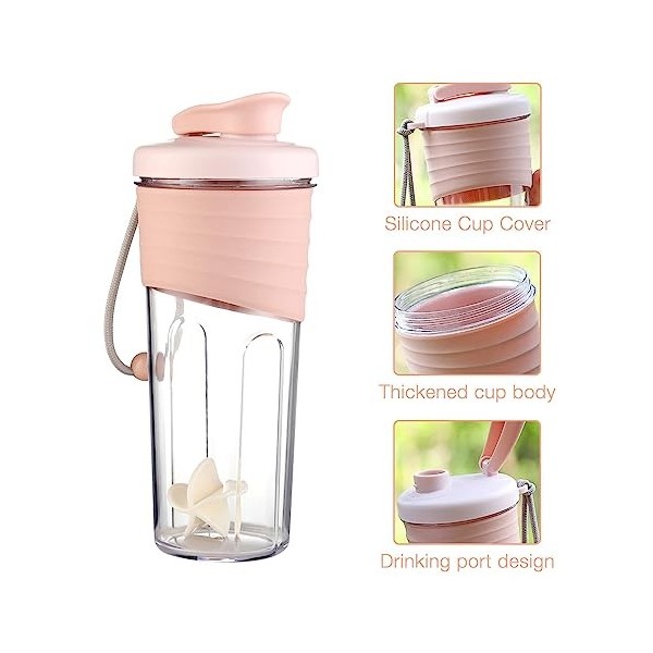 FENYW Shaker Protéine, Bouteille Shaker Protéine avec Boule et Cordon, Shaker Portable Protéine Sport Fitness Bouteille Proté