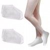 Lot de 2 paires de chaussettes hydratantes blanches en coton doux pour spa, cosmétique, chaussettes réutilisables, chaussette