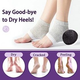 Rishaca Lot de 10 paires de chaussettes en gel hydratant pour réparer les talons fissurés, la peau sèche des pieds à bout ouv