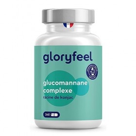 Glucomannane Konjac Pur 4000 mg par Dose, 240 Capsules Hautement Dosée avec Chrome et Vitamine B3, Fibre Végétale de la Racin