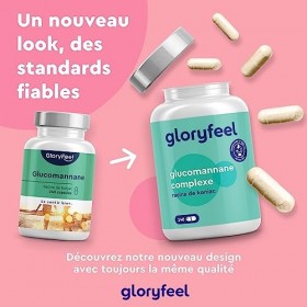 Glucomannane Konjac Pur 4000 mg par Dose, 240 Capsules Hautement Dosée avec Chrome et Vitamine B3, Fibre Végétale de la Racin