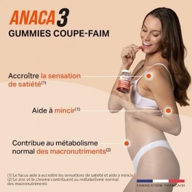ANACA 3 - Gummies Coupe Faim - Complément Alimentaire Sans Sucres - Favorise La Satiété & Aide À Mincir 1 - Fucus, Zinc & Ch