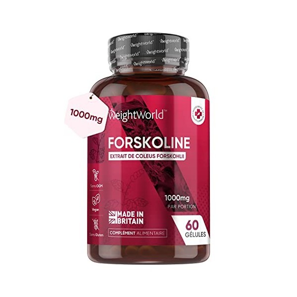 Forskoline Pure 1000 mg Extra Fort – 60 Gélules Vegan Programme 30 jours - Extrait de Forskolin Coleus Complément Alimentaire