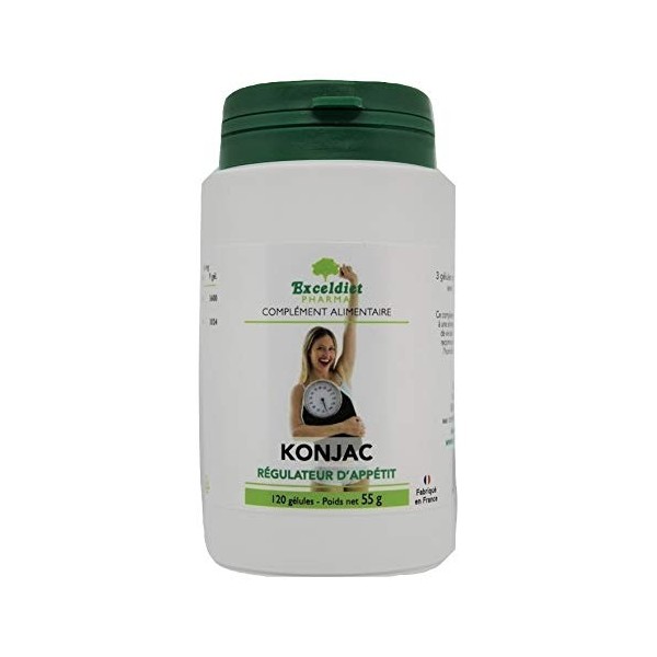 KONJAC Pur 3600 mg/j | Coupe Faim Puissant et Efficace | 95% Glucomannane | Minceur, Détox, Digestion, Transit | 120 gélules 