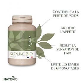Konjac Bio - 180 gélules minceur puissantes - Coupe faim - Perte de poids - Phytothérapie - Fabriqué en France - Certifié Bio