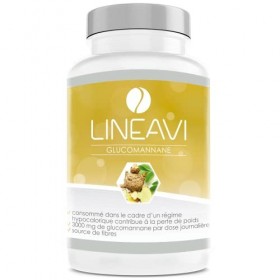 LINEAVI Glucomannane, 3000 mg de glucomannane, fibre végétale provenant de la racine de konjac qui facilite la perte de poids