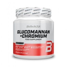 BioTechUSA Glucomannan+Chromium Complément alimentaire végétalien, riche en fibres alimentaires, non aromatisé, contenant du 