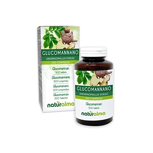 Glucomannane Amorphophallus konjac racines Naturalma | 150 g | 300 comprimés de 500 mg | Complément alimentaire | Naturel e