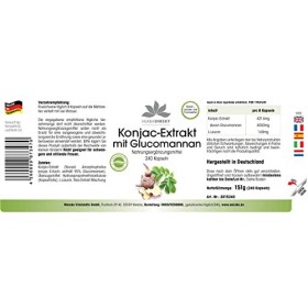 Konjac 527 mg - Extrait - 240 gélules - Végétarien - Avec 95% de glucomannane | HERBADIREKT by Warnke Vitalstoffe