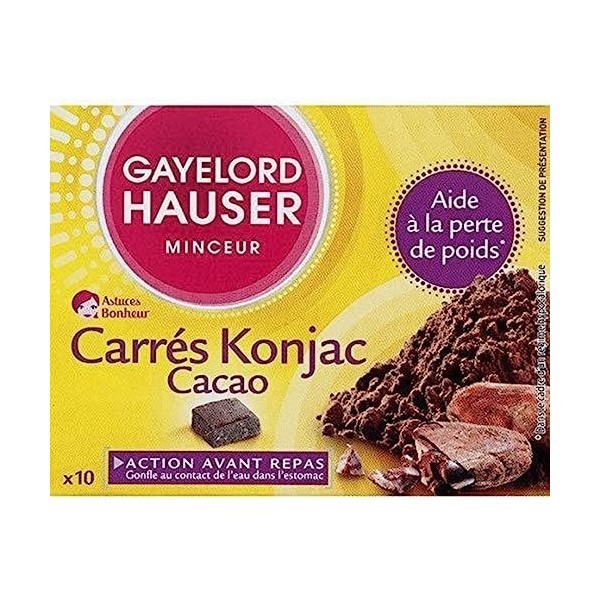 GAYELORD HAUSER - Carrés de Konjac au Cacao - Coupe-Faim - Aide à la perte de poids - 100 g