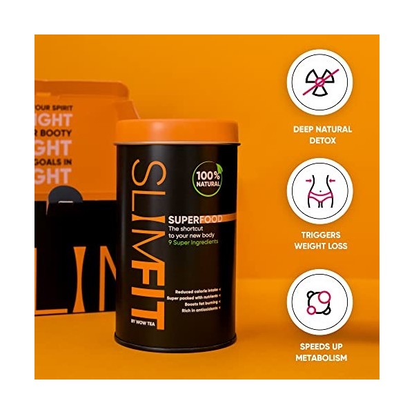 SlimFit Superfood - Perte de poids Superfood | Substitut de repas riche en protéines | 9 Superaliments | Poudre coupe-faim - 