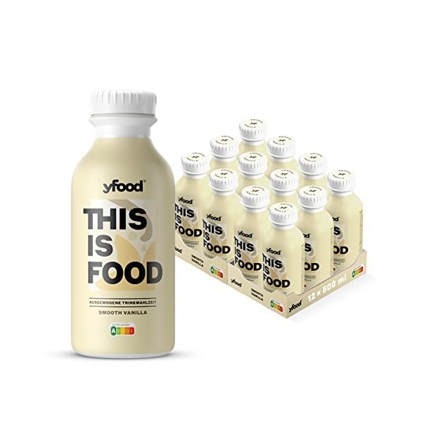yfood Classic Choco, repas prêt à boire, THIS IS FOOD, substitut de repas, 33 g de protéines, 26 vitamines et minéraux 12 x ...