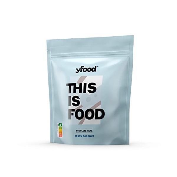 yfood poudre Smooth Vanilla, substitut de repas protéiné, THIS IS FOOD, 26 vitamines et minéraux, 17 repas par sachet de 1,5