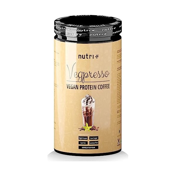 nutri+ CAFÉ PROTÉINÉ Vanille Vegpresso Café protéiné avec caféine - idéal pour la musculation et comme stimulant