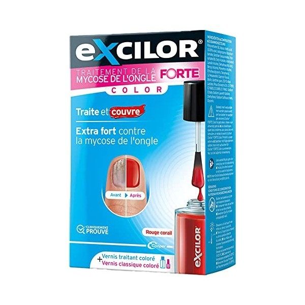 EXCILOR - Solution Forte Color - Traitement Mycose de longle - Vernis traitant 30 ml Dispositif médical + vernis à ongles 