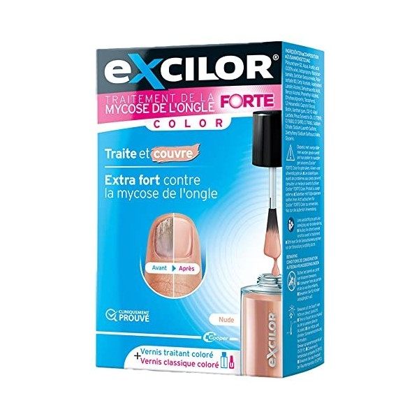 EXCILOR - Solution Forte Color - Traitement Mycose de longle - Vernis traitant 30 ml Dispositif médical + vernis à ongles 