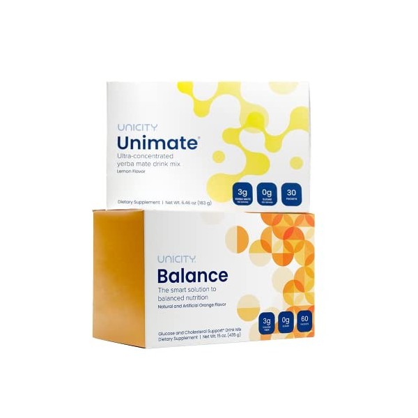 UNICITY FEEL GREAT LEMON PACK- Votre Solution Saine pour Mincir en Toute Simplicité - 1 Boite Balance & 1 Boite Unimate Lemon