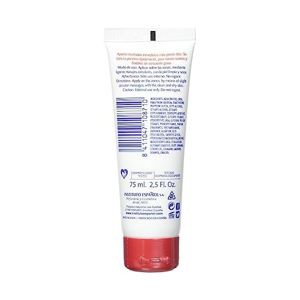 Instituto Español - Crème Réparatrice Ultra Hydratante à lurée Avancé pour Peaux Rugueuses ou Sèches, 20% durée, 75 ml