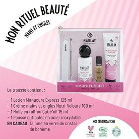 Marlay&nbsp;Cosmetics - Trousse Mon Rituel Beauté - Coffret Cadeau Femme - Crème Mains, Lotion Ongles & Huile Cuticules - Soin Man