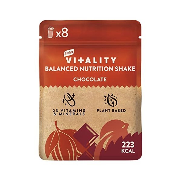 SlimFast Vitality - Nutrition équilibrée Shake avec vitamines et minéraux pour un style de vie équilibré, végétalien, saveur 