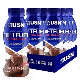 USN Diet Fuel Ultralean - Shaker Protéiné Prêt à Boire, Perte de poids, Saveur Chocolat, 8 x 310 ml, DRTD01