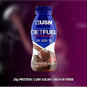 USN Diet Fuel Ultralean - Shaker Protéiné Prêt à Boire, Perte de poids, Saveur Chocolat, 8 x 310 ml, DRTD01