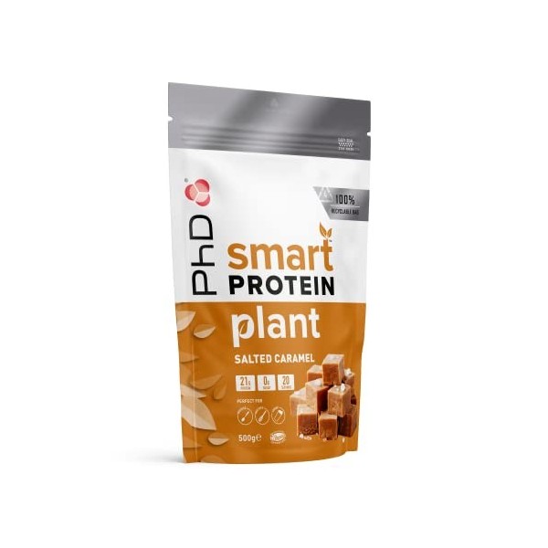 Phd Smart Plant, shake végétalien riche en protéines, idéal pour les milkshakes, les pâtisseries et les desserts, caramel sal