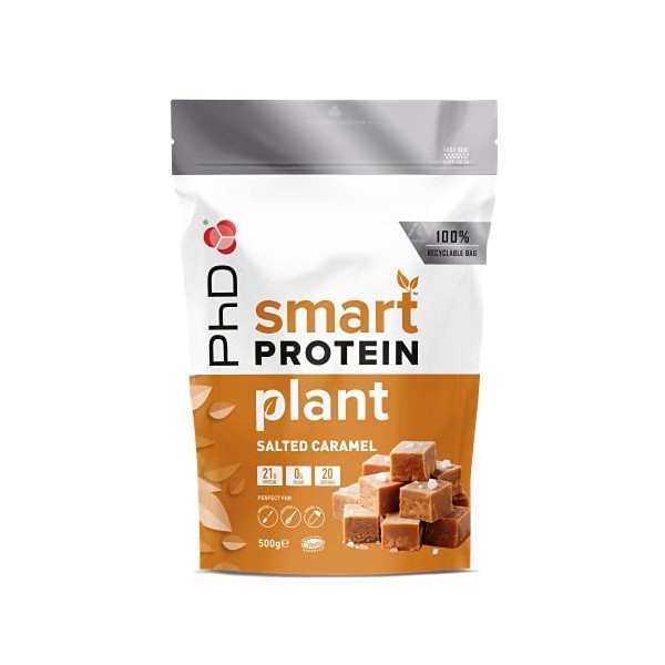 Phd Smart Plant, shake végétalien riche en protéines, idéal pour les milkshakes, les pâtisseries et les desserts, caramel sal