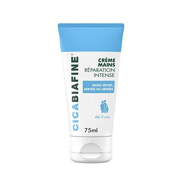 Cicabiafine Crème Mains Réparation Intense, Mains Sèches Gercées ou Abîmées, Tube de 75 ml