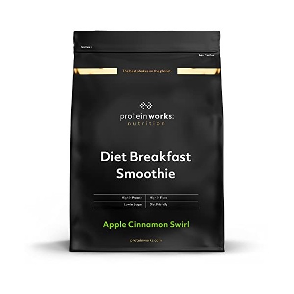 Protein Works - Diet Breakfast Smoothie | Petit-déjeuner sur le pouce | Hyperprotéiné et peu sucré | 9 Portions | Pomme Et Ca