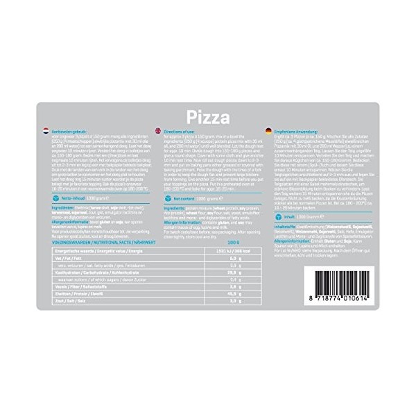 Body&Fit Préparation pour pâte à pizza protéinée - 45,5 grammes de protéines par 100 grammes - Sachet de 1 kg