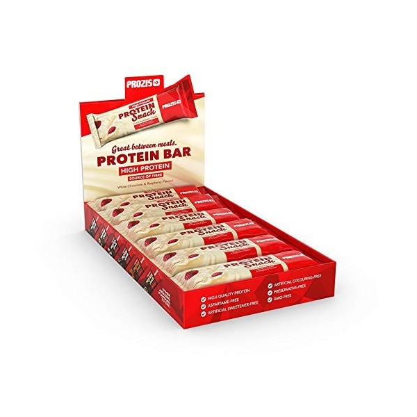 Prozis 12 x Protein Snack 30 g Chocolat Blanc aux Framboises