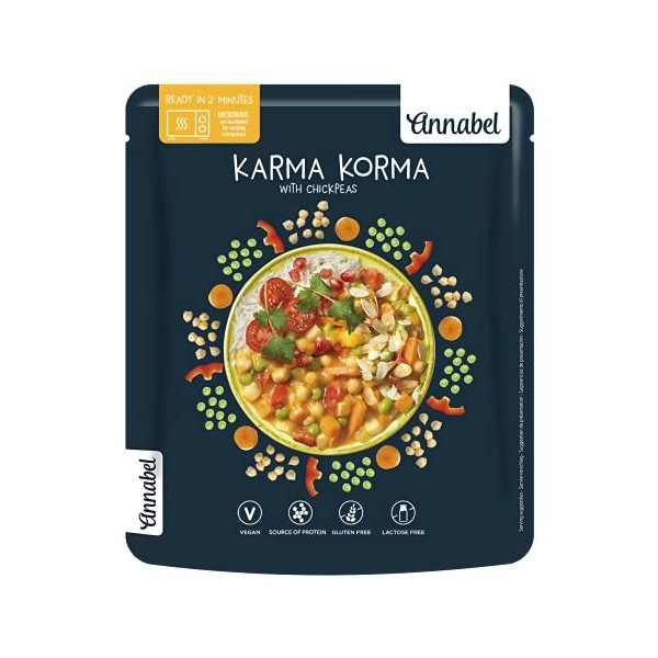 Annabel - Karma Korma Lot de 6 sachets de préparation pour korma aux pois chiches, 500 g