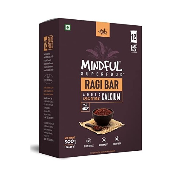 EAT Anytime Mindful Ragi Millet Snack Bars Loaded with Calcium, 300 g 12 x 25g 