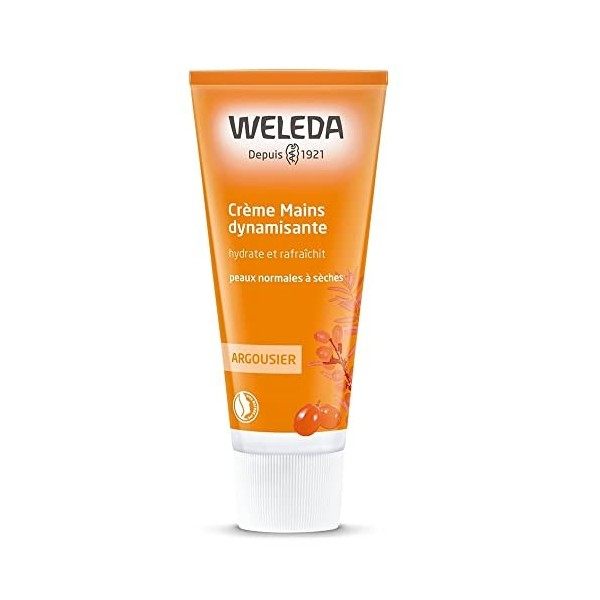 WELEDA - Crème Mains Dynamisante à lArgousier - Peaux Normales à Sèches - Hydrate, Rafraichit - Tube de 50 ml