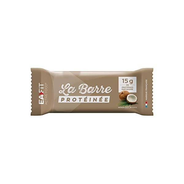 EAFIT Barre Protéinée Présentoir de 24 Barres de 46g -Saveur Noix de Coco -Enrobée de Chocolat au Lait-16g de Protéines Par B