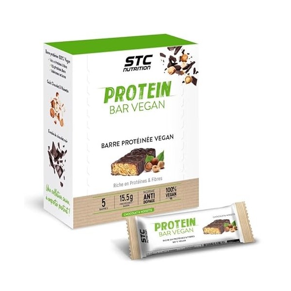 STC NUTRITION - Protein Bar Vegan - Riche en protéines & fibres - Faible teneur en sucres - 100% Vegan - Norme anti-dopage - 