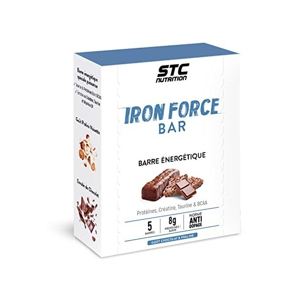 STC NUTRITION - Iron Force Bar - Barre énergétique protéinée - Créatine + Taurine + BCAA - Actif breveté - Etui de 5 barres -