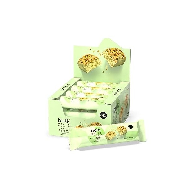 Bulk Barre Protéinée Macro Munch, Chocolat Blanc Pistache, 12 x 62 g